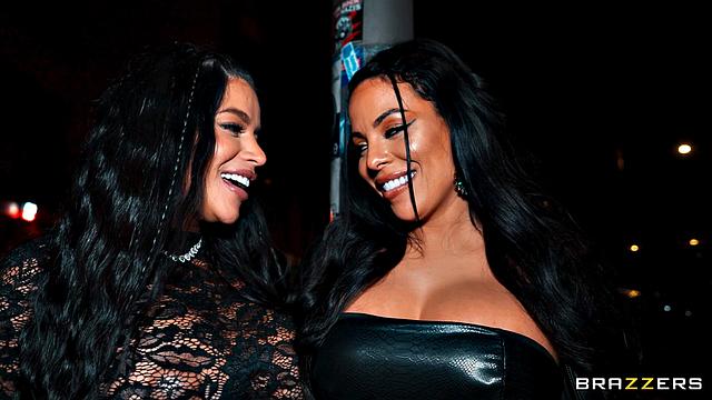 Луна Стар и Сара Ретали устраивают жаркое групповое развлечение с Кеироном Ли в отеле после выставки.