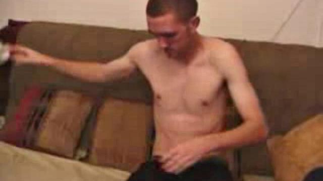 On a rainy day, Casper Cox watches a porn video while stroking his cock. After lubing his meat, he works it awhile, before lubing up a jelly dildo and pleasuring his asshole with it.