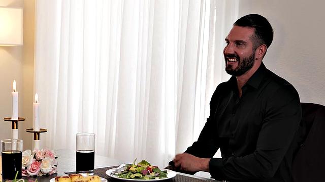 Big tit brunette Nicole Sage and neighbor fuck in the kitchen