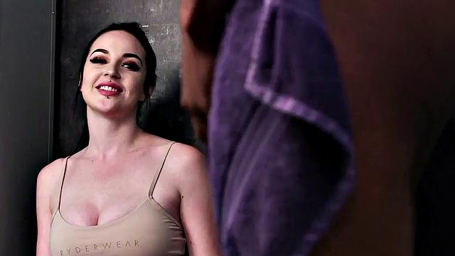 CFNM beauty teases black guy while he strokes his dick