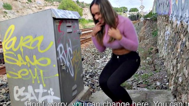 Picked up Latina rides before doggy stuffed in public