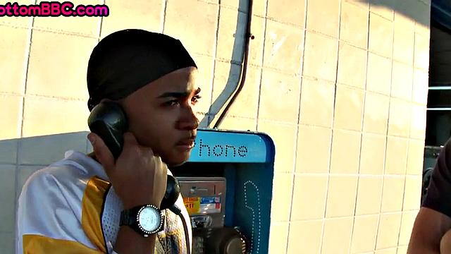 Black picked up stud gets fucked outdoors by white top for cash