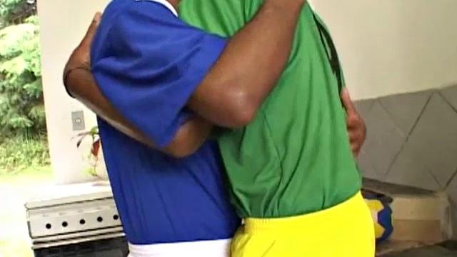 Blatino stud Junior gets together with stud Mike after the soccer game for some hot bareback post-game activities. But not before Mike gets a taste of that huge blatino cock.