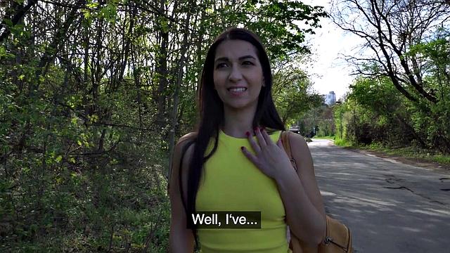 Public bigbooty slut banged outdoors by big white dick