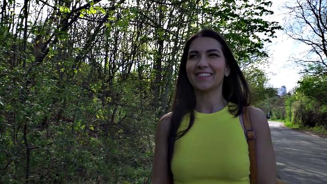 Public bigbooty slut banged outdoors by big white dick