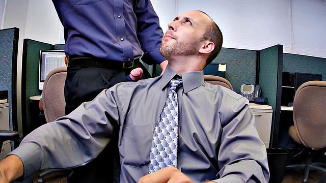 Insatiable boss demands 3some in the office kitchen while wearing glasses