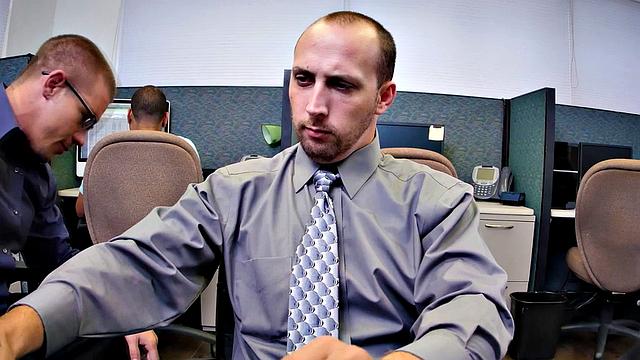 Insatiable boss demands 3some in the office kitchen while wearing glasses