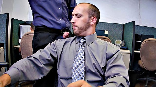 Insatiable boss demands 3some in the office kitchen while wearing glasses