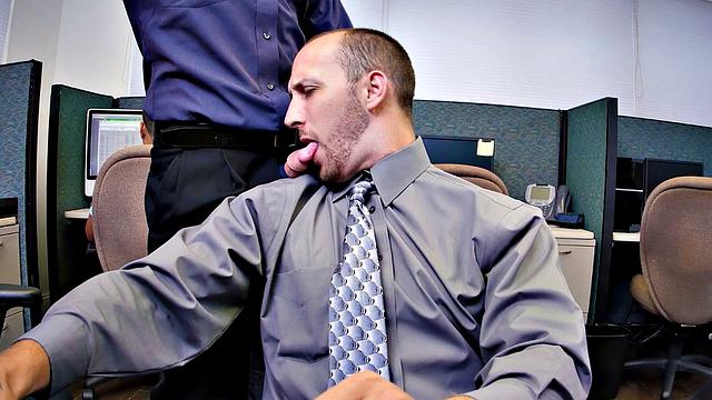 Insatiable boss demands 3some in the office kitchen while wearing glasses
