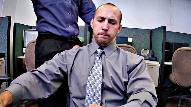 Insatiable boss demands 3some in the office kitchen while wearing glasses