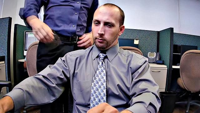Insatiable boss demands 3some in the office kitchen while wearing glasses