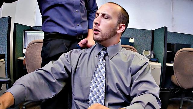 Insatiable boss demands 3some in the office kitchen while wearing glasses