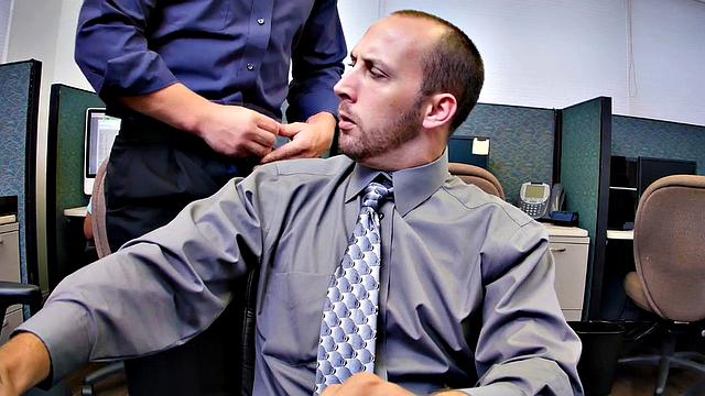 Insatiable boss demands 3some in the office kitchen while wearing glasses