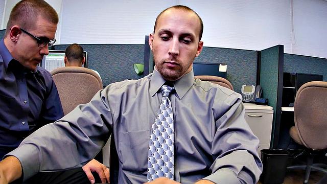 Insatiable boss demands 3some in the office kitchen while wearing glasses