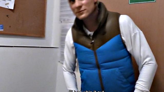 Euro Stud goes gay in POV for cash till cumshot