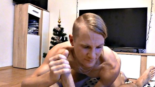 Euro Stud goes gay in POV for cash till cumshot