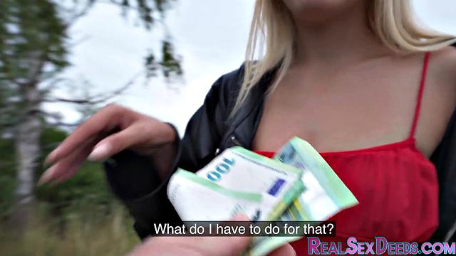 Blonde beauty doggystyled by a stranger