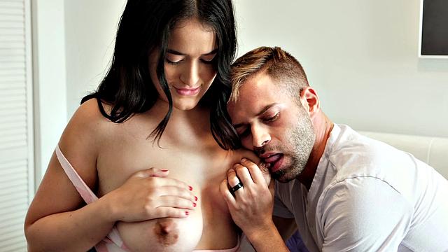 Big-titted BDSM fan takes a fat dick in missionary, cowgirl and doggie before receiving a cumshot on her ass.