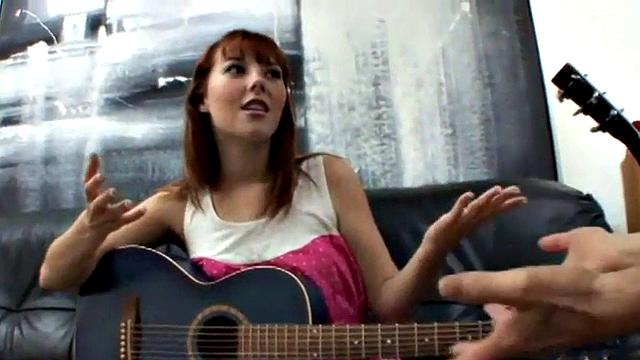 Teen banging oldie in music lesson scene