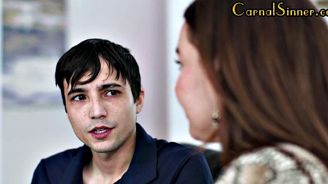 Busty redhead MILF gets pounded after fingering