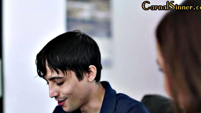 Busty redhead MILF gets pounded after fingering