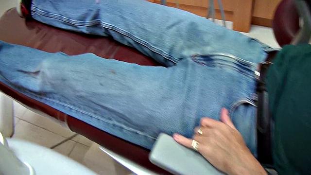 Kinky hospital patient in lingerie enjoys getting her bald pussy drilled in reverse cowgirl position