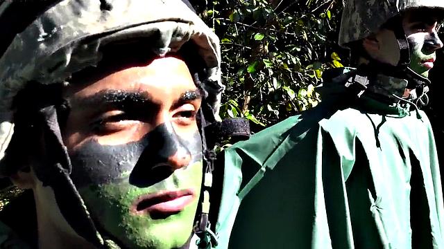 Army gay fucked outdoors in missionary in anal