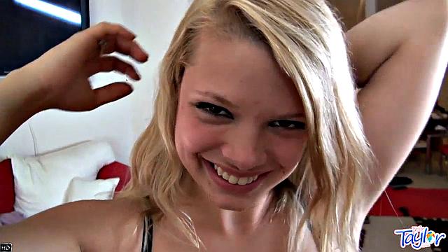 Slutty teen Taylor sucking on cock