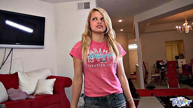 Slutty teen Taylor sucking on cock