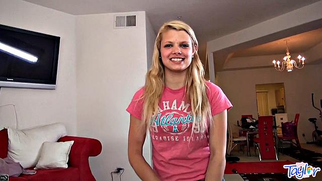 Slutty teen Taylor sucking on cock