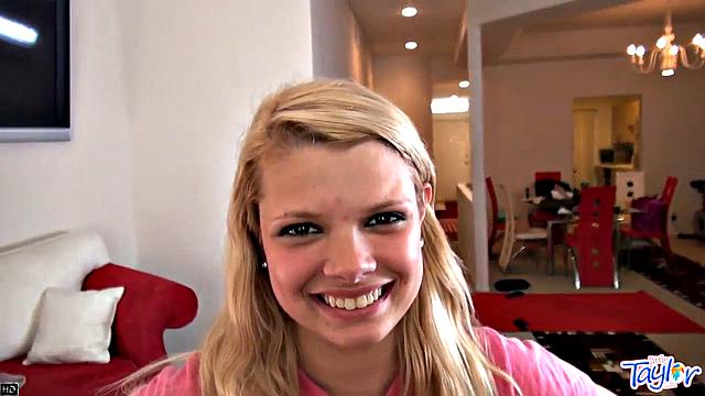 Slutty teen Taylor sucking on cock