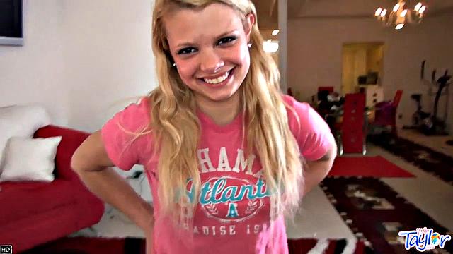 Slutty teen Taylor sucking on cock