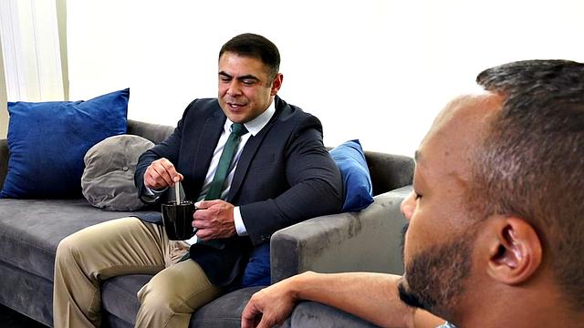 Mesmerizing hunk rides black cock after licking black ass