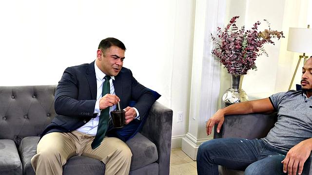 Mesmerizing hunk rides black cock after licking black ass