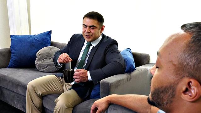 Mesmerizing hunk rides black cock after licking black ass