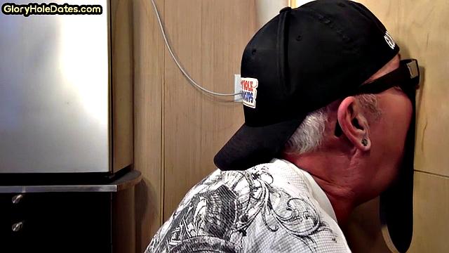 Gloryhole amateur gay sucks black cock at home