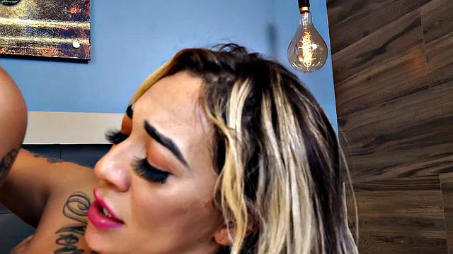 Transgender lady drilled by stiff cock in pussy hole