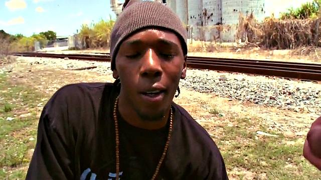 Black thug assfucked outdoors by white gay