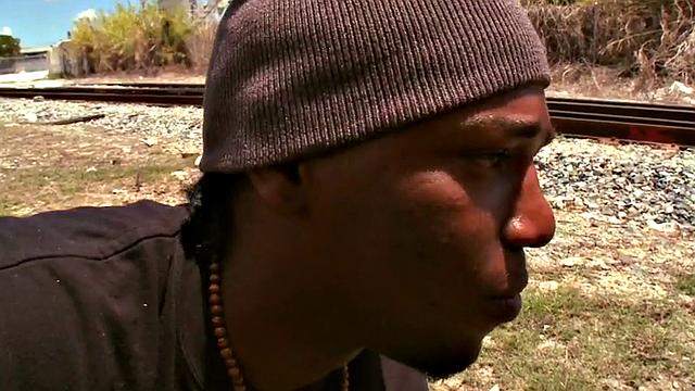 Black thug assfucked outdoors by white gay