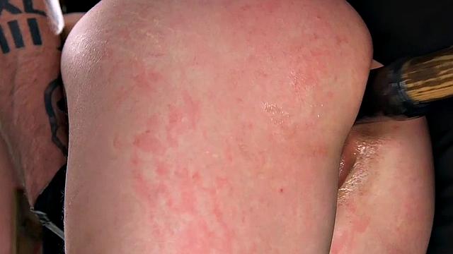 BDSM sub anally toyed pissing after whipping lesson