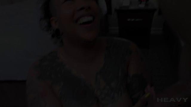 Inked amateur riding old guys cocks in 3some