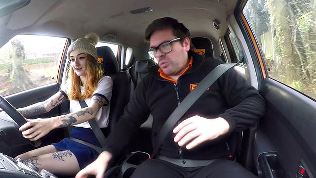 Sexy Minx in glasses gets drilled in all positions while driving
