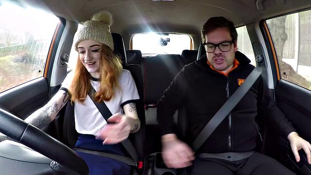 Sexy Minx in glasses gets drilled in all positions while driving