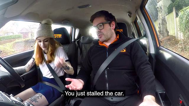 Sexy Minx in glasses gets drilled in all positions while driving