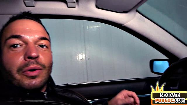 pulled blonde babe drilled outdoors