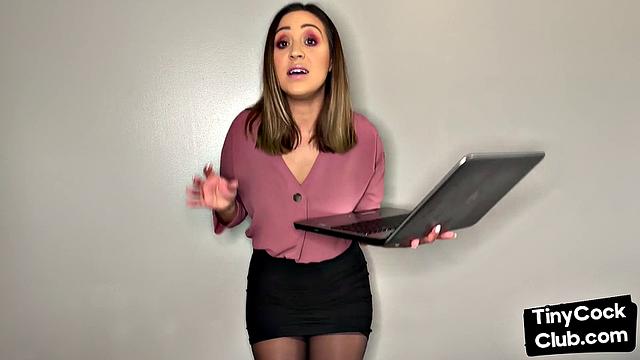 SPH solo babe in stockings talks dirty about small penises