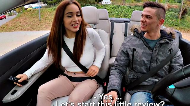 Pickedup Latina rides dick before doggy in the car