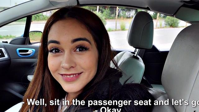 Pickedup Latina rides dick before doggy in the car