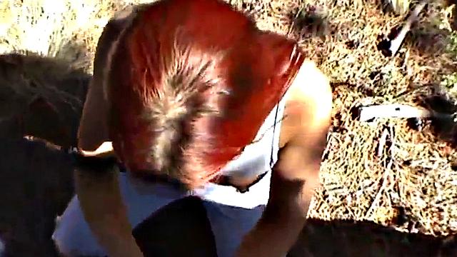 Cheating GF gives a handie with a baldys cock