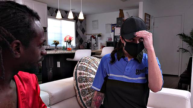 Nutsy Ex-Security Babe Gets BBC Creampied